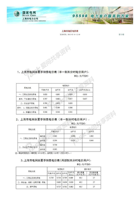 上海电力收费标准_2012-07