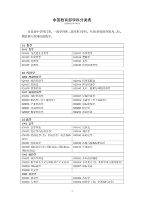 中国教育部学科分类表