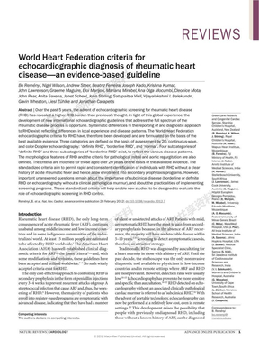 2012WHF应用超声心动图诊断风湿性心脏病指南