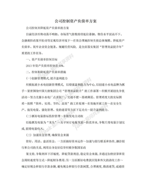 公司控制资产负债率方案