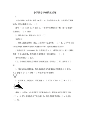 小学数学毕业模拟试题