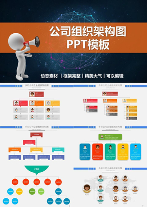 公司组织管理架构图PPT模板