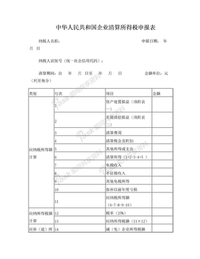 清算所得税申报表