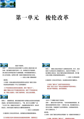 复习课件（练习题）：第一单元梭伦改革（选修一）