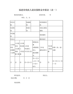 残疾人就业保障金申报表