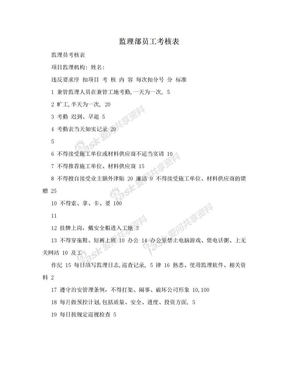 监理部员工考核表