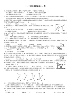 高中物理经典题库-力学选择题135个