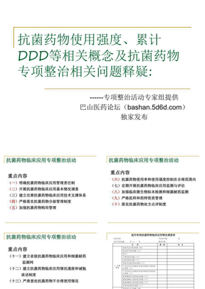 抗菌药物使用强度、累计DDD等相关概念及抗菌药物专项整治相关问题释疑