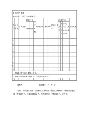 月度培训计划表