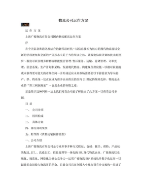 物流公司运作方案