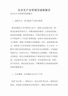 安全生产分管领导述职报告