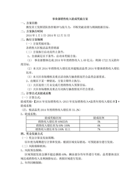 销售收入提成奖励方案