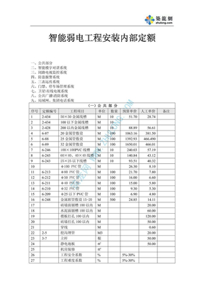 智能弱电工程安装内部定额