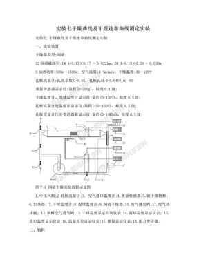 实验七干燥曲线及干燥速率曲线测定实验