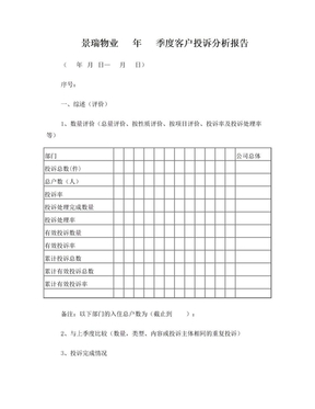 季度客户投诉分析报告