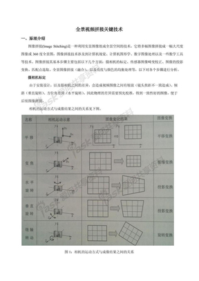 全景视频拼接关键技术