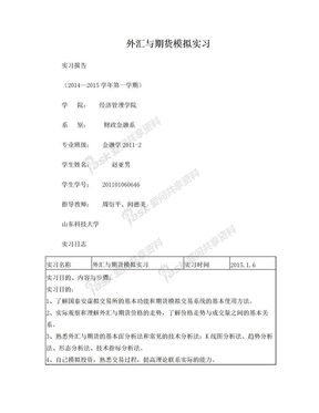 金融学2011级外汇期货实习报告