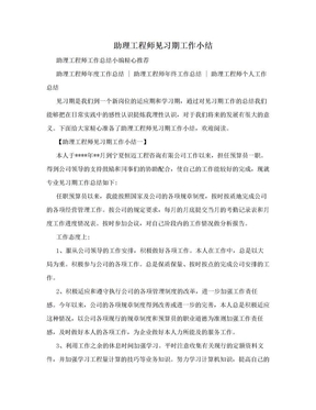 助理工程师见习期工作小结