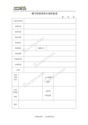 培训管理培训计划部门培训需求计划审批表(二)