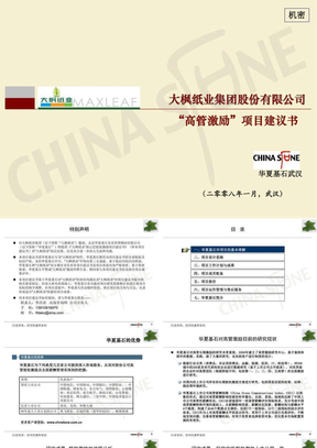 华夏基石-2008大枫纸业集团股份有限公司高管激励项目建议书