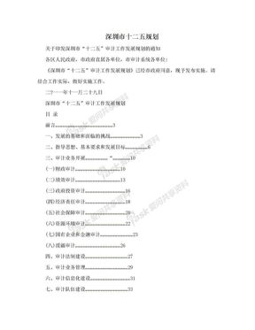 深圳市十二五规划