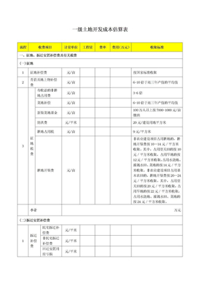 一级土地开发成本核算