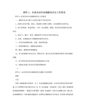 附件1：企业劳动争议调解委员会工作职责