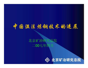 中国湿法炼铜技术的进展