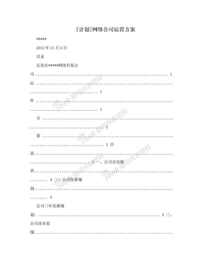 [计划]网络公司运营方案