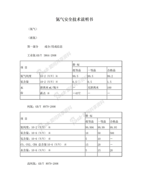 (氮气)化学品安全技术说明书