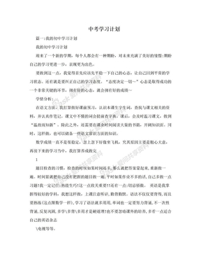 中考学习计划