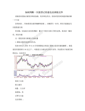 如何判断一只股票已经建仓及训练完毕