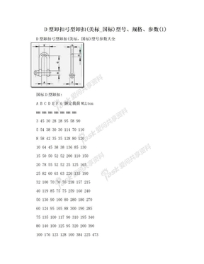 D型卸扣弓型卸扣(美标_国标)型号、规格、参数(1)