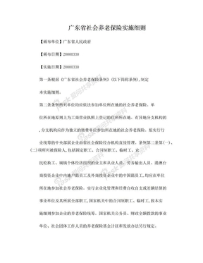 广东省社会养老保险条例实施细则