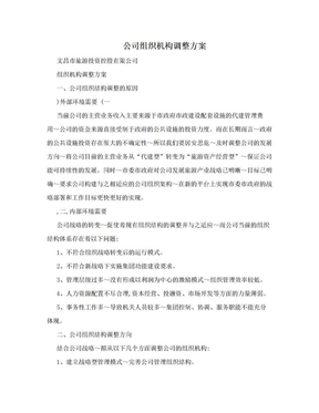 公司组织机构调整方案