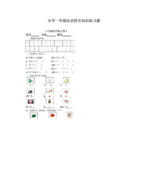 小学一年级汉语拼音知识练习题
