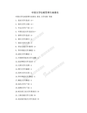 中国大学行政管理专业排名