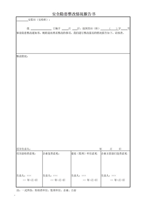 安全隐患整改情况报告书B