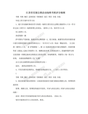 江苏省星级宗教活动场所考核评分细则