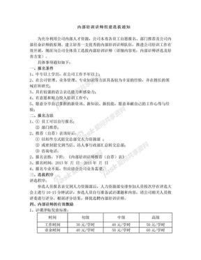 内部培训讲师组建选拔通知