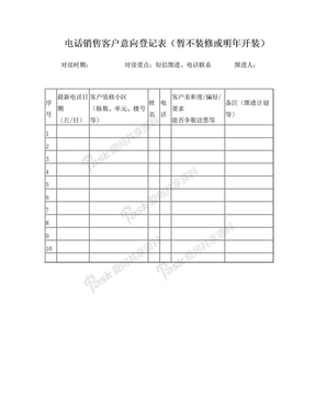 家具建材电话意向客户登记表--明年开装