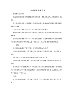 公司股权分配方案