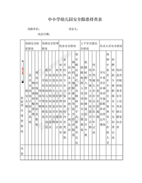 中小学幼儿园安全隐患排查表