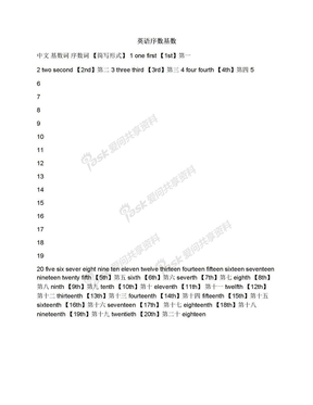 英语序数基数