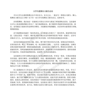 大学生假期实习报告总结