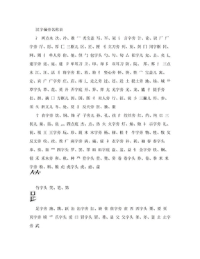 汉字偏旁笔画笔顺表