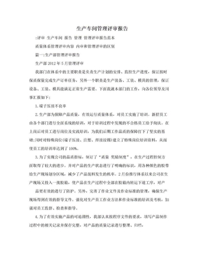 生产车间管理评审报告