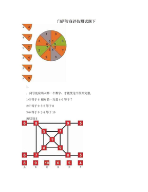 门萨智商评估测试题下