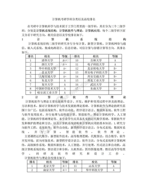 计算机考研学科分类和高校排名