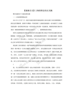 【最新公文】上海挂职总结正式稿